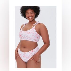 F21 | Pink & White Two Piece Swim Suit